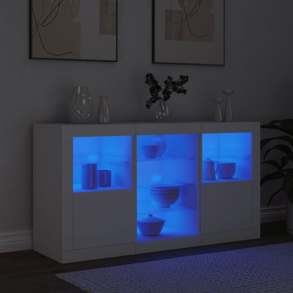 Buffet avec lumières LED blanc 123x37x67 cm - XIOS