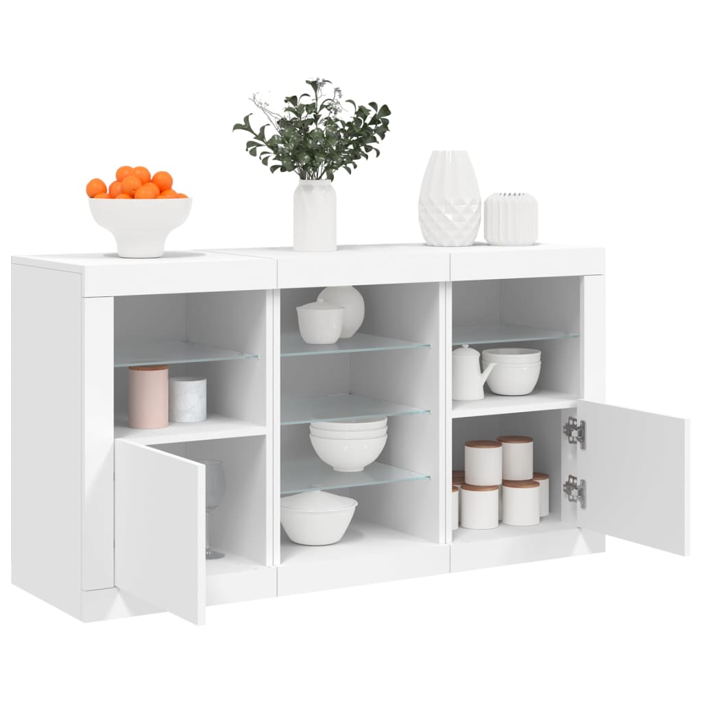 Buffet avec lumières LED blanc 123x37x67 cm - XIOS