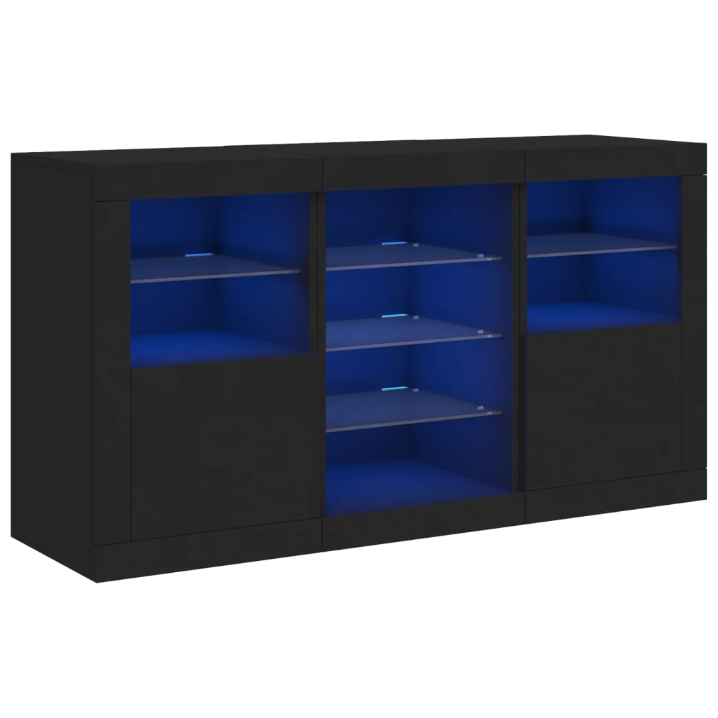 Buffet avec lumières LED noir 123x37x67 cm - XIOS