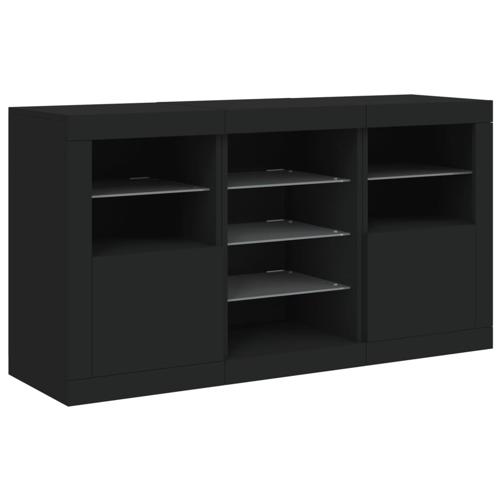 Buffet avec lumières LED noir 123x37x67 cm - XIOS