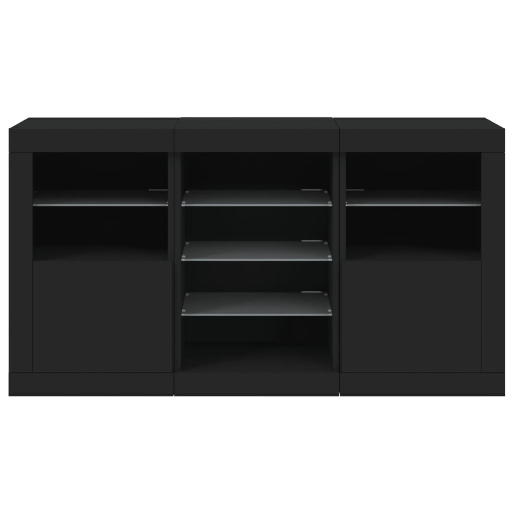 Buffet avec lumières LED noir 123x37x67 cm - XIOS