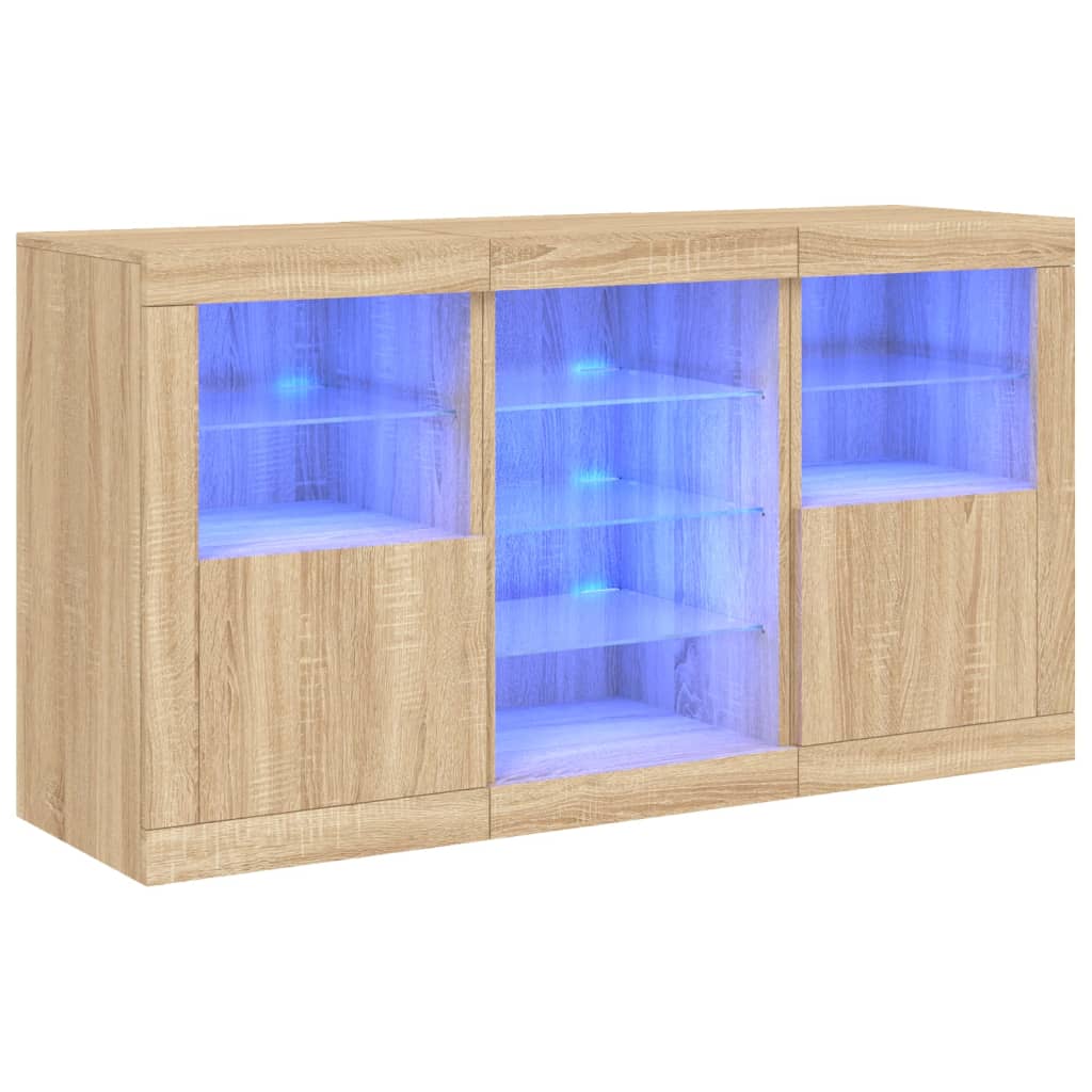 Buffet avec lumières LED chêne sonoma 123x37x67 cm Buffets & bahuts vidaXL