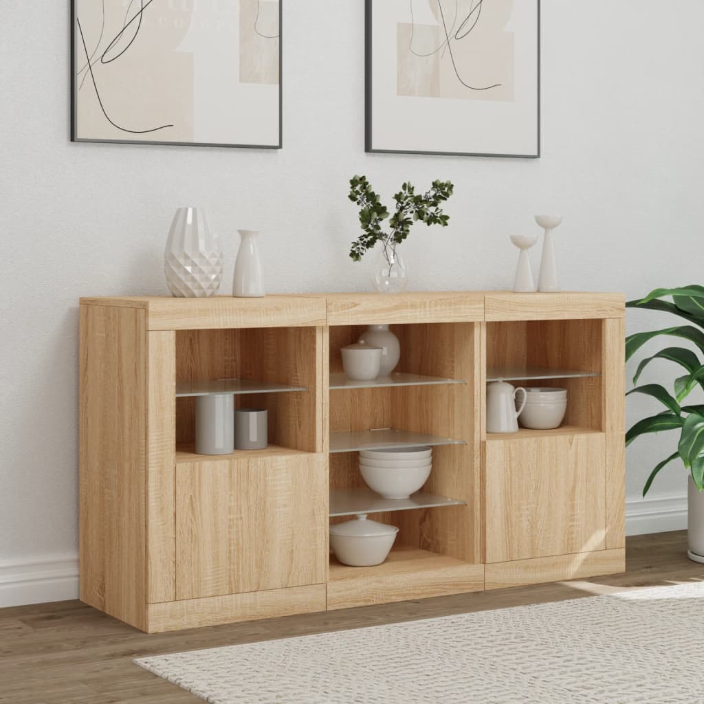 Buffet avec lumières LED chêne sonoma 123x37x67 cm Buffets & bahuts vidaXL