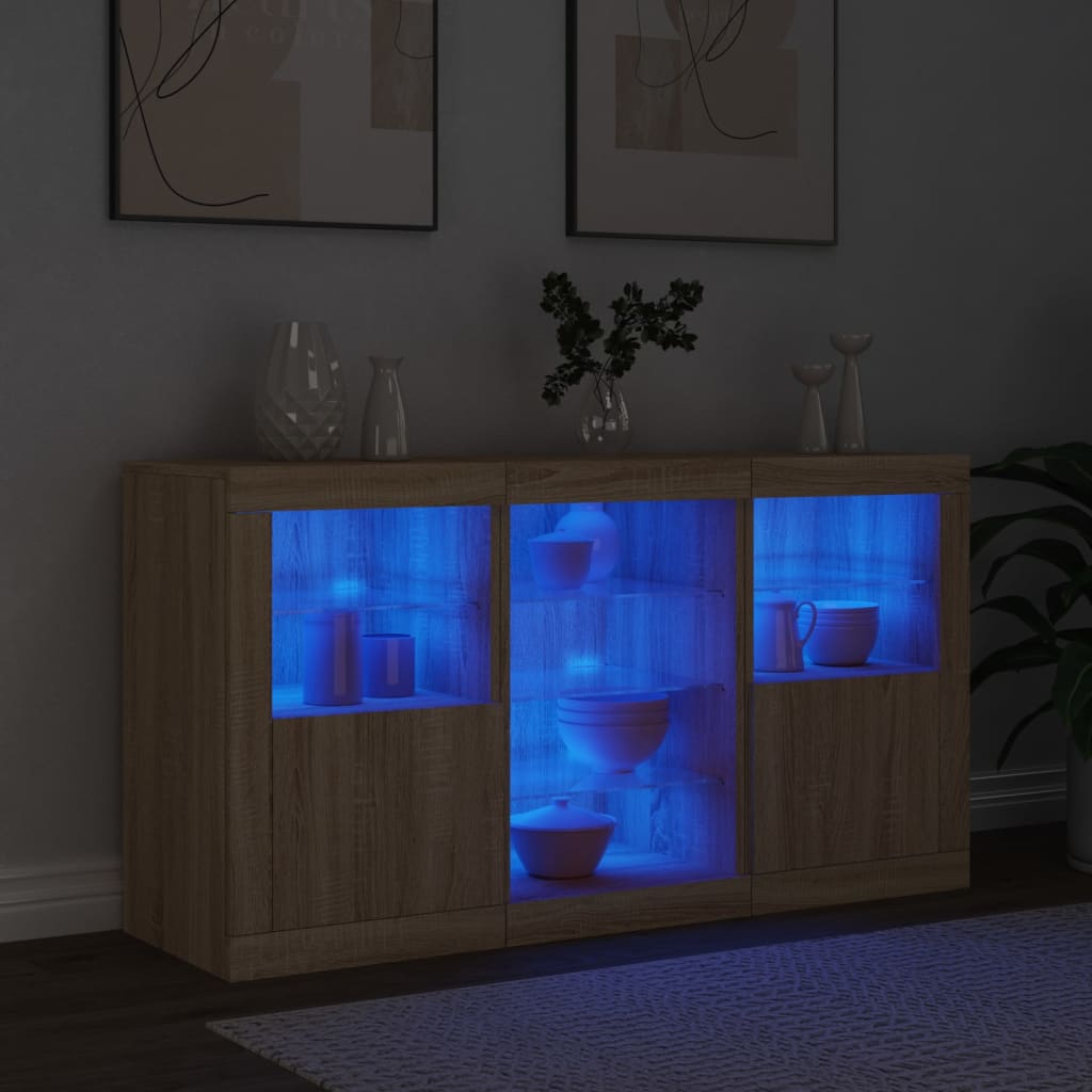 Buffet avec lumières LED chêne sonoma 123x37x67 cm Buffets & bahuts vidaXL