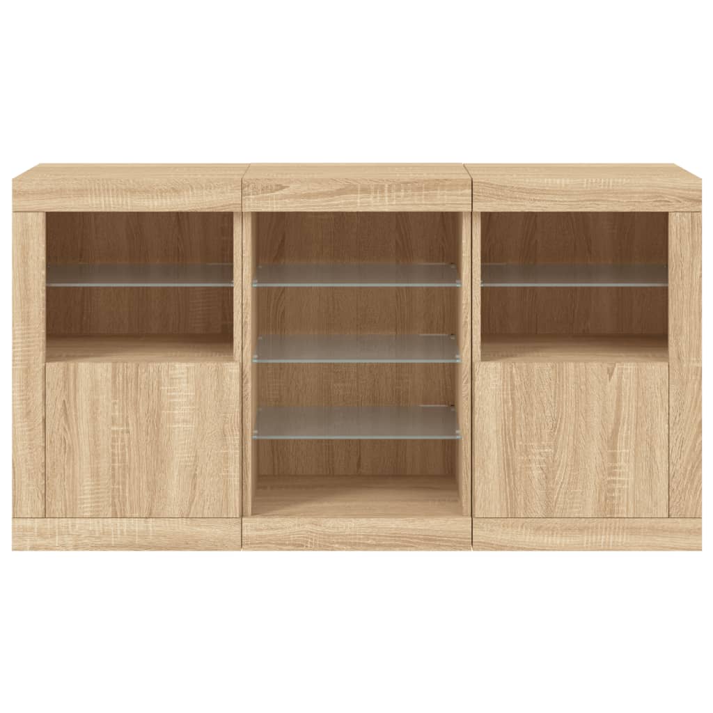 Buffet avec lumières LED chêne sonoma 123x37x67 cm Buffets & bahuts vidaXL