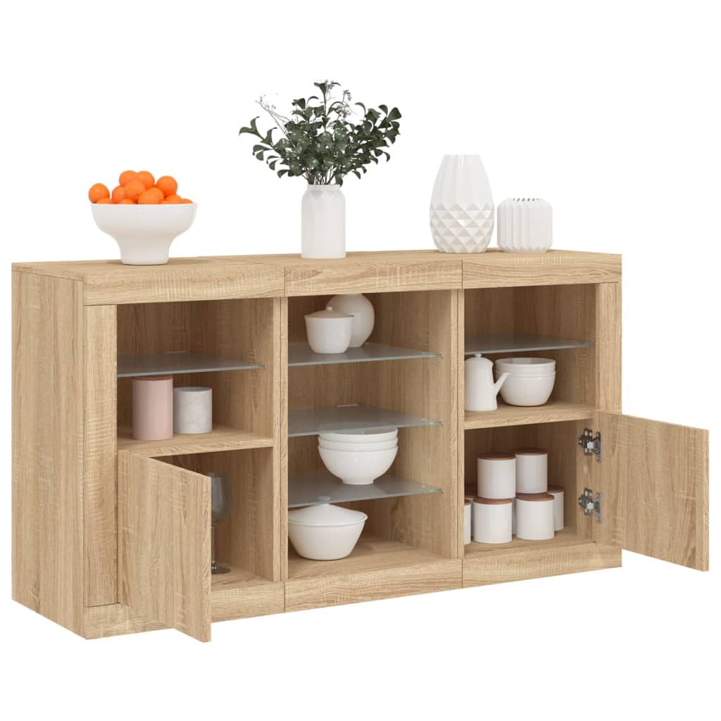 Buffet avec lumières LED chêne sonoma 123x37x67 cm Buffets & bahuts vidaXL