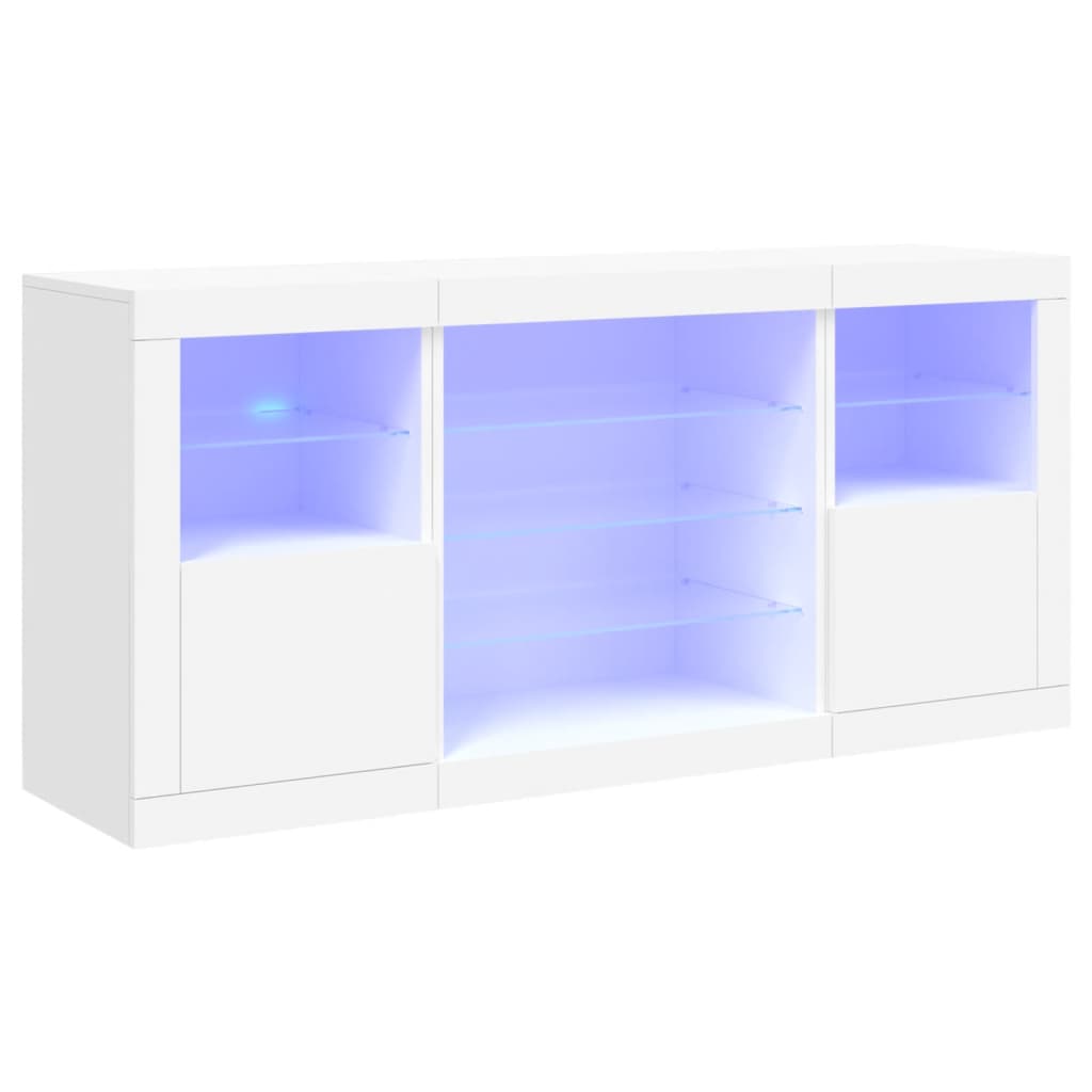 Buffet avec lumières LED blanc 142,5x37x67 cm - XIOS