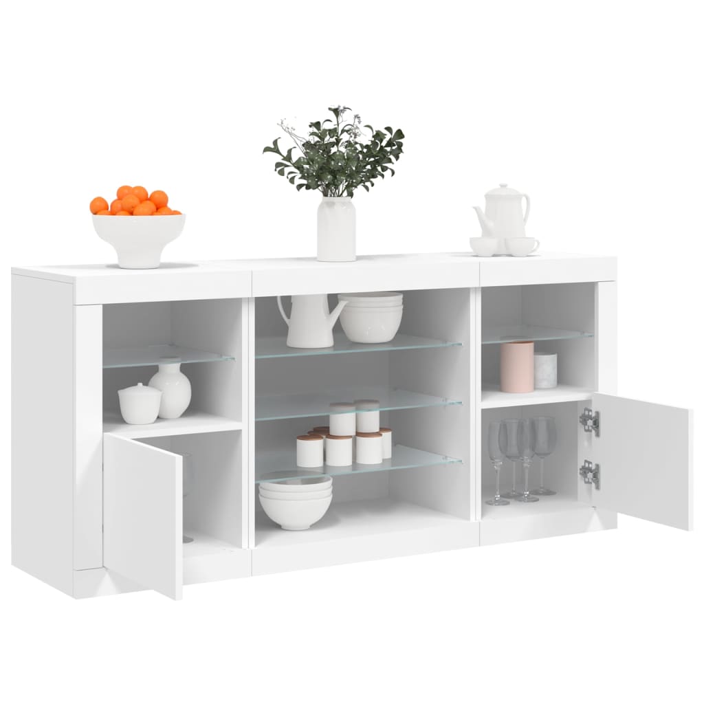 Buffet avec lumières LED blanc 142,5x37x67 cm - XIOS
