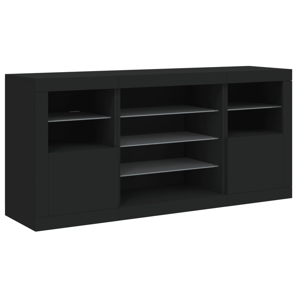 Buffet avec lumières LED noir 142,5x37x67 cm - XIOS