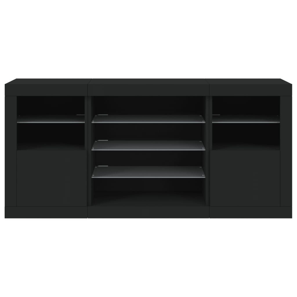 Buffet avec lumières LED noir 142,5x37x67 cm - XIOS