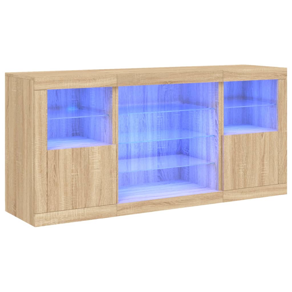 Buffet avec lumières LED chêne sonoma 142,5x37x67 cm Buffets & bahuts vidaXL