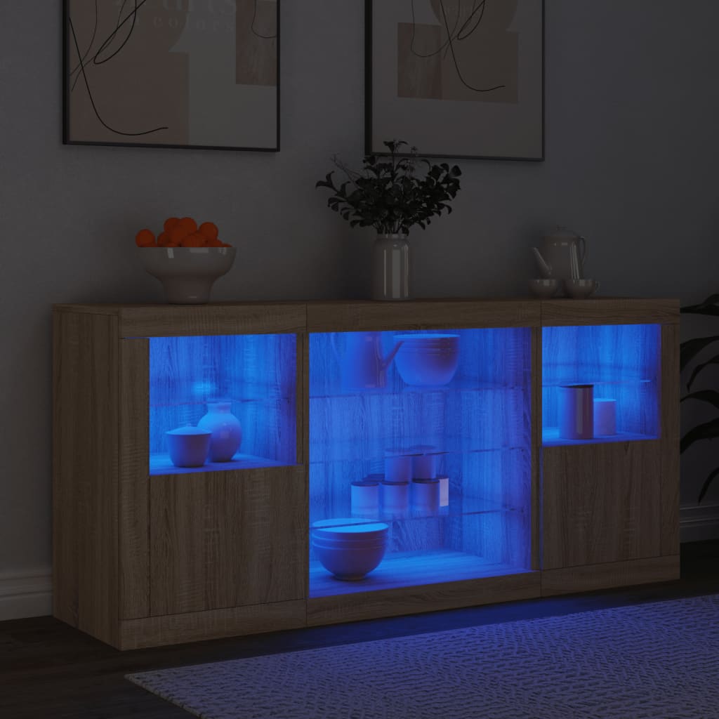 Buffet avec lumières LED chêne sonoma 142,5x37x67 cm - XIOS