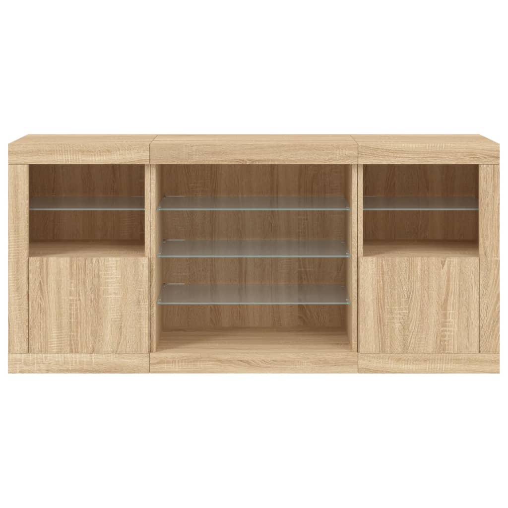 Buffet avec lumières LED chêne sonoma 142,5x37x67 cm - XIOS
