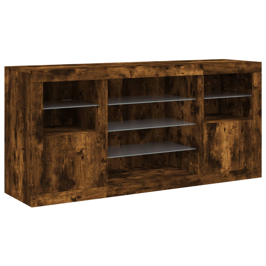 Buffet avec lumières LED chêne fumé 142,5x37x67 cm - XIOS