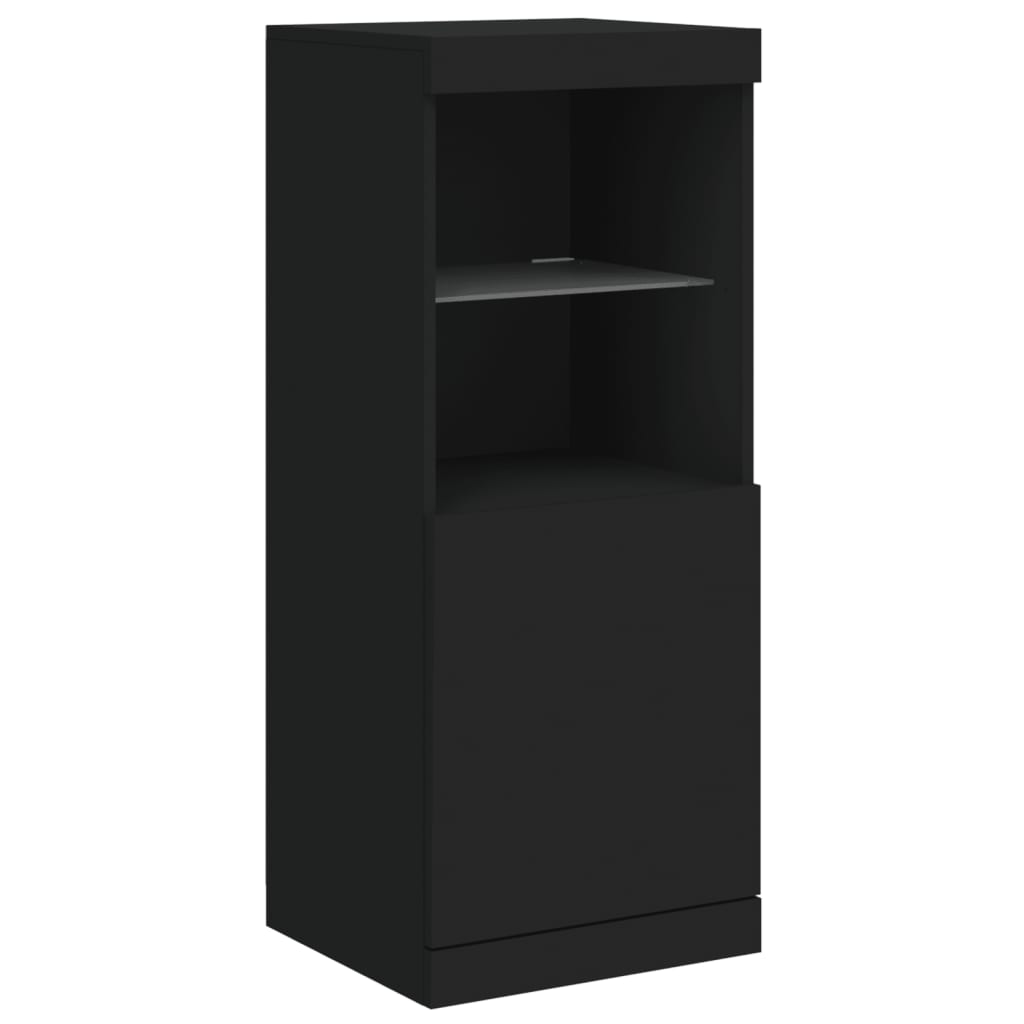 Buffets avec lumières LED 3 pcs noir bois d'ingénierie - XIOS