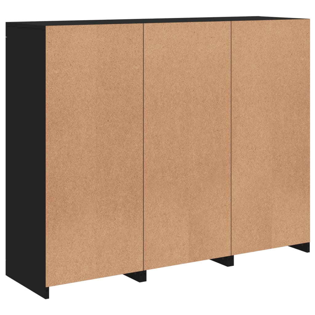 Buffets avec lumières LED 3 pcs noir bois d'ingénierie - XIOS