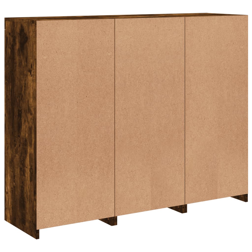Buffets avec lumières LED 3 pcs chêne fumé bois d'ingénierie - XIOS