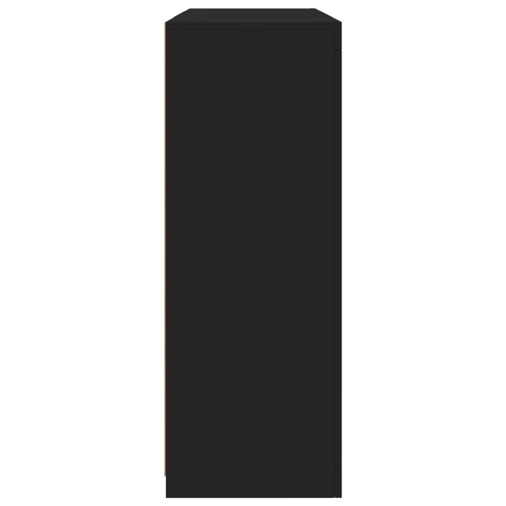 Buffets avec lumières LED 3 pcs noir bois d'ingénierie - XIOS