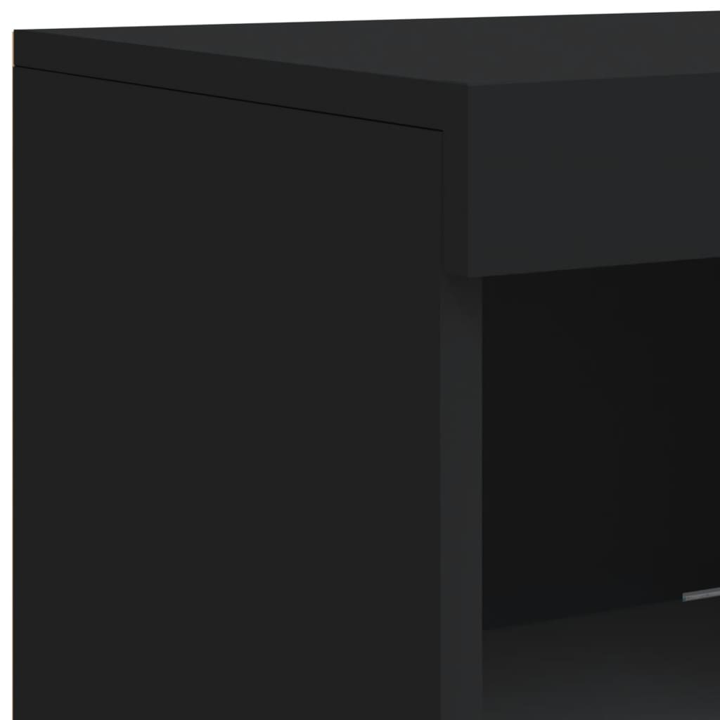 Buffets avec lumières LED 3 pcs noir bois d'ingénierie - XIOS