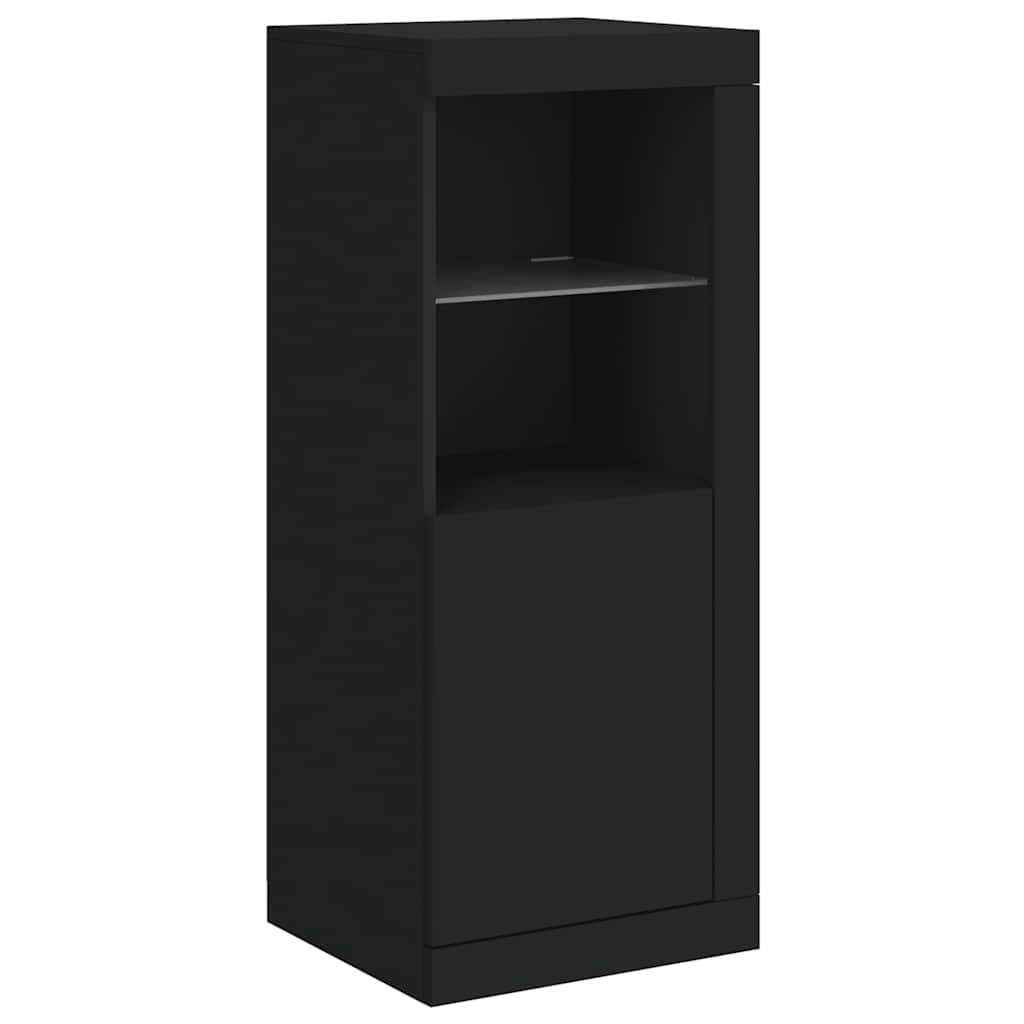 Buffets avec lumières LED 3 pcs noir bois d'ingénierie - XIOS