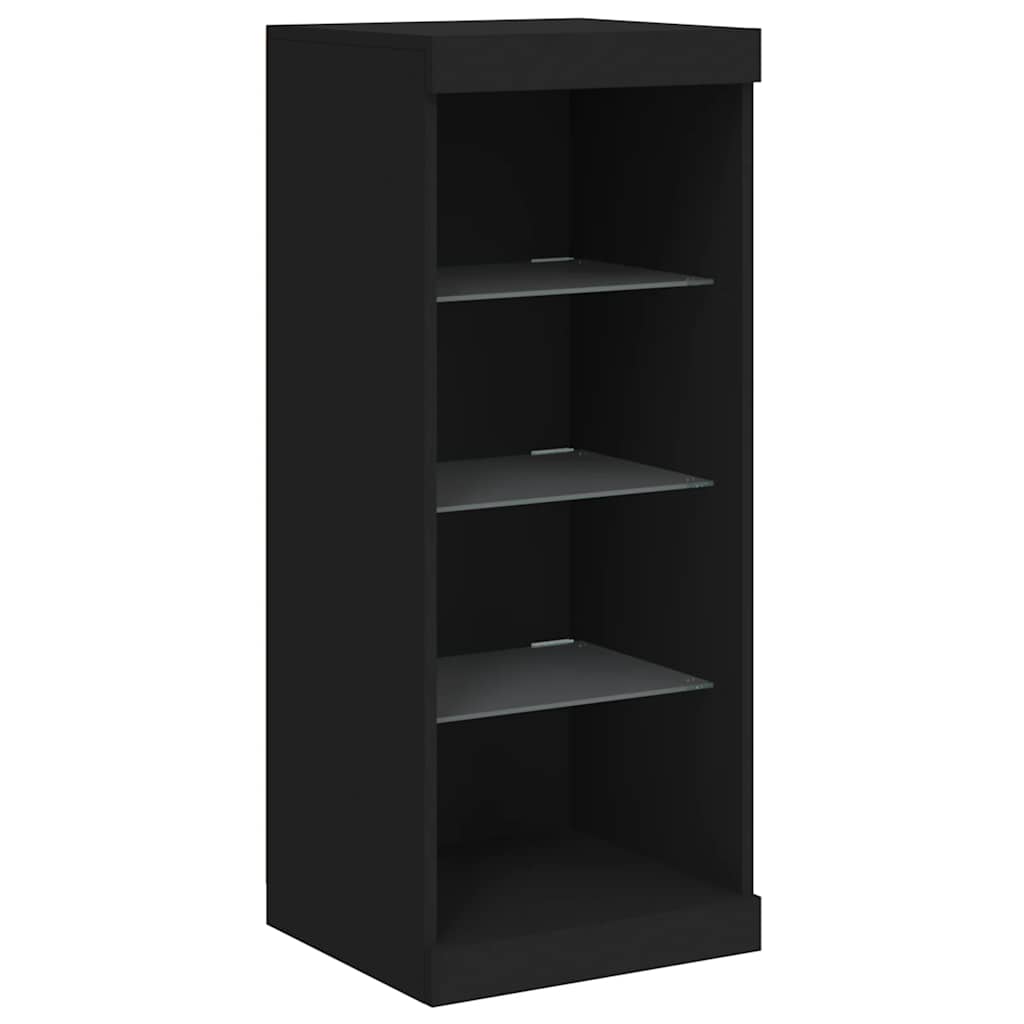 Buffets avec lumières LED 3 pcs noir bois d'ingénierie - XIOS