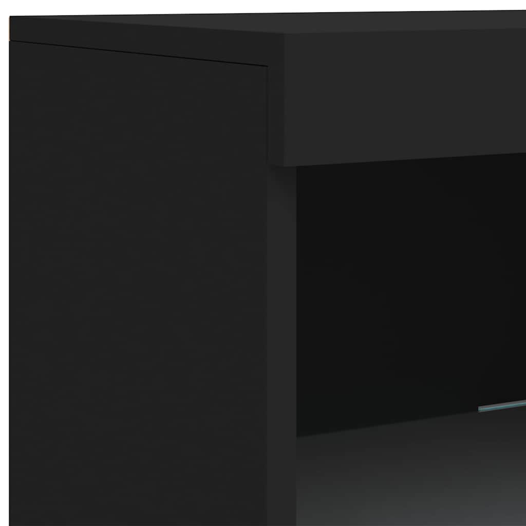 Buffets avec lumières LED 3 pcs noir bois d'ingénierie - XIOS