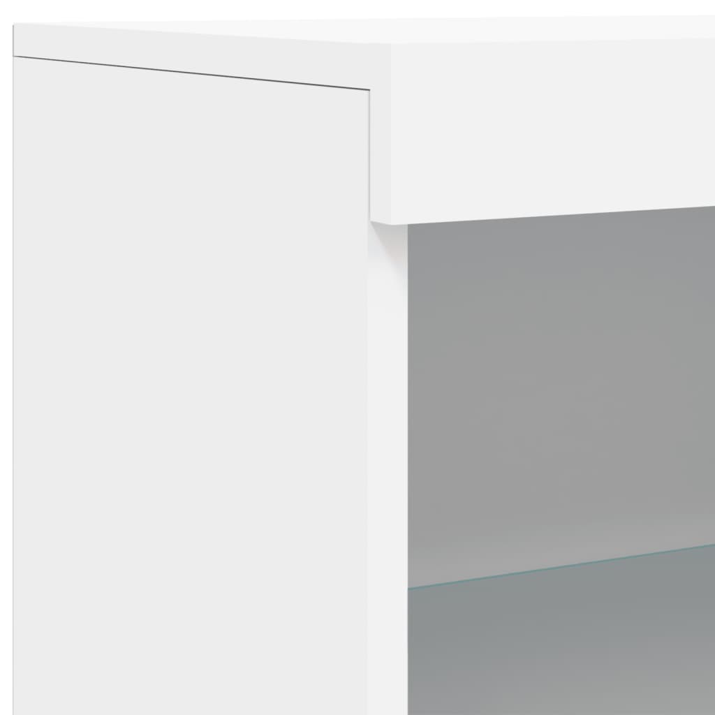 Buffets avec lumières LED 3 pcs blanc bois d'ingénierie