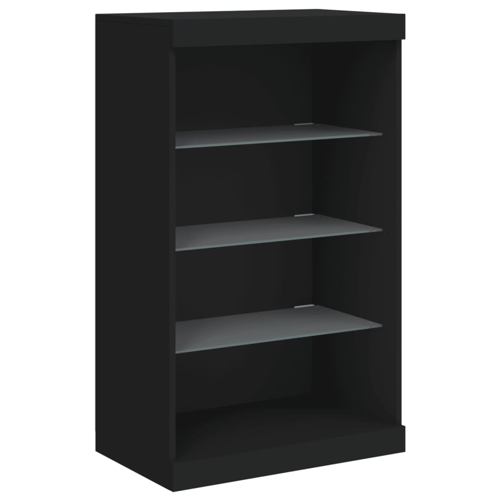 Buffets avec lumières LED 3 pcs noir bois d'ingénierie - XIOS