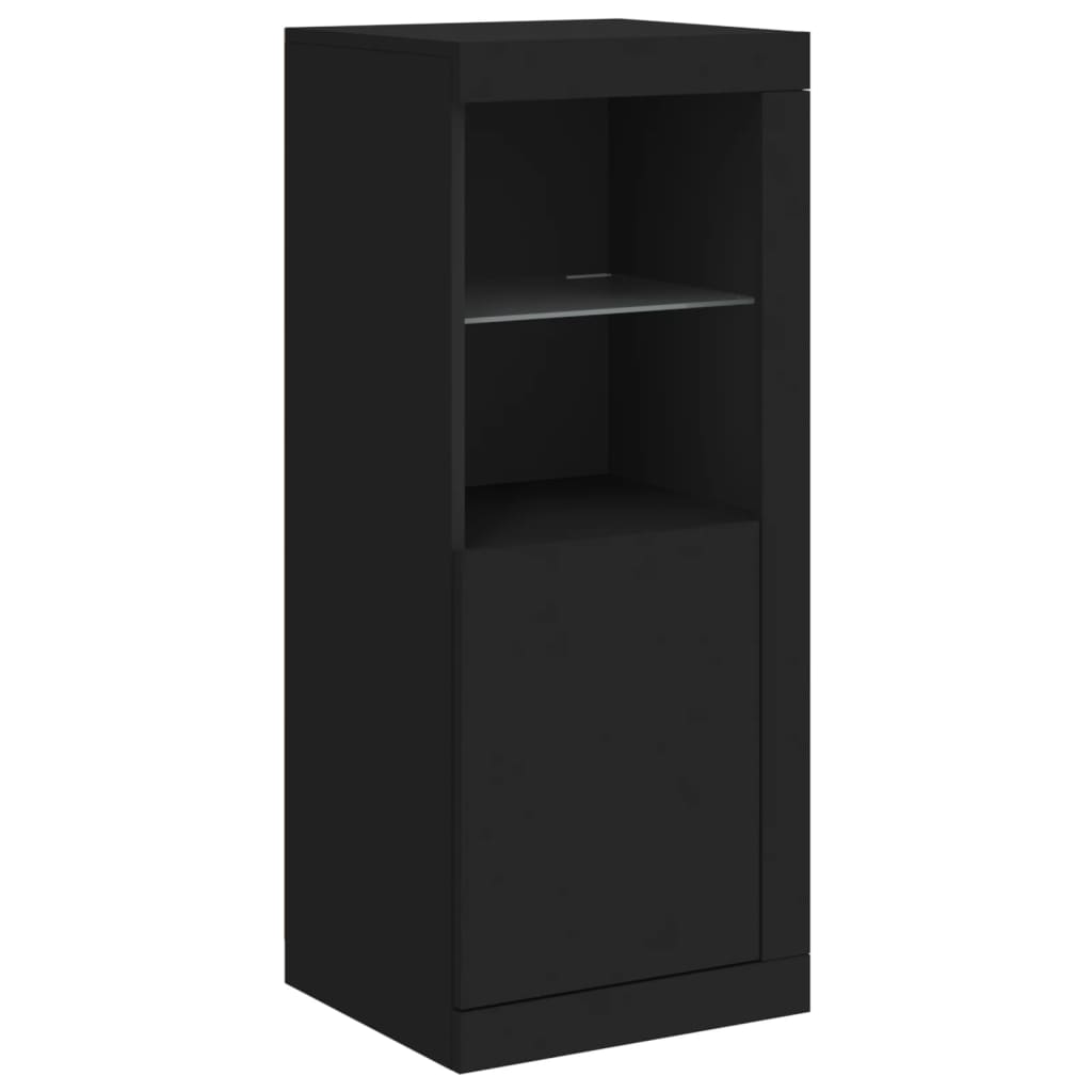 Buffets avec lumières LED 3 pcs noir bois d'ingénierie - XIOS