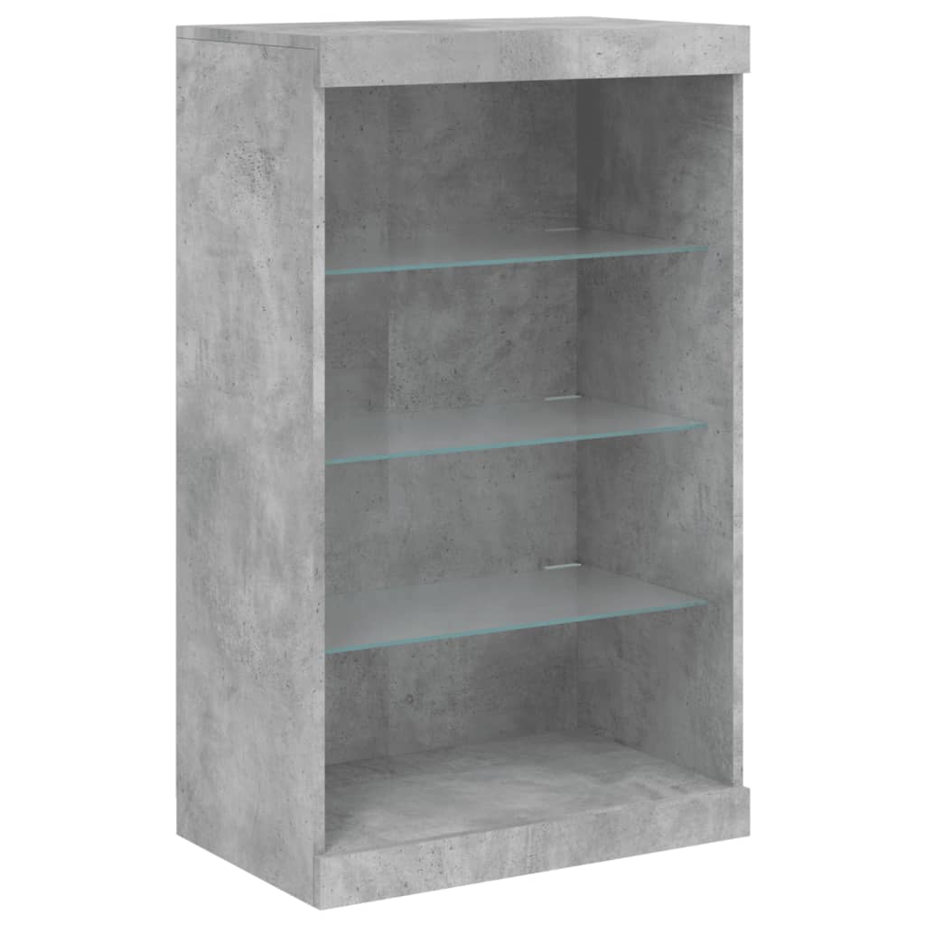 Buffets avec lumières LED 3 pcs gris béton bois d'ingénierie