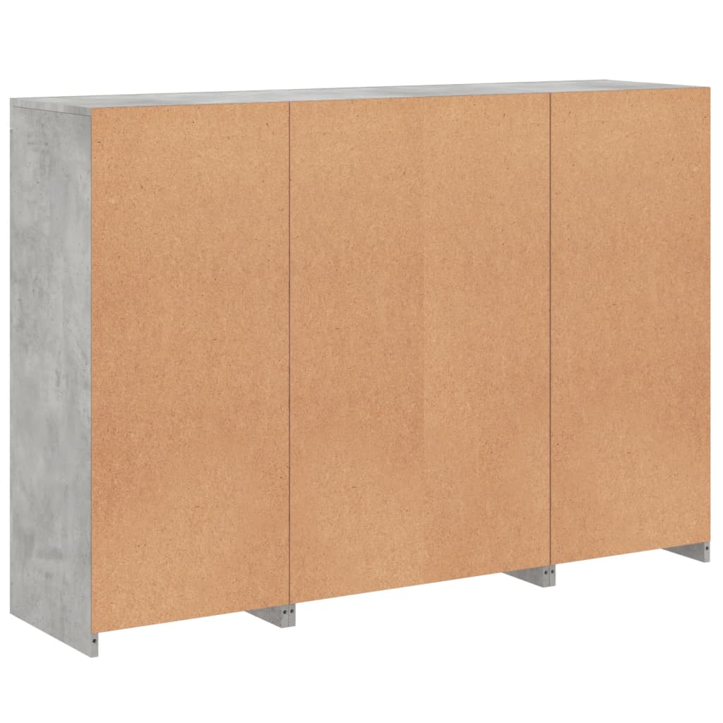Buffets avec lumières LED 3 pcs gris béton bois d'ingénierie