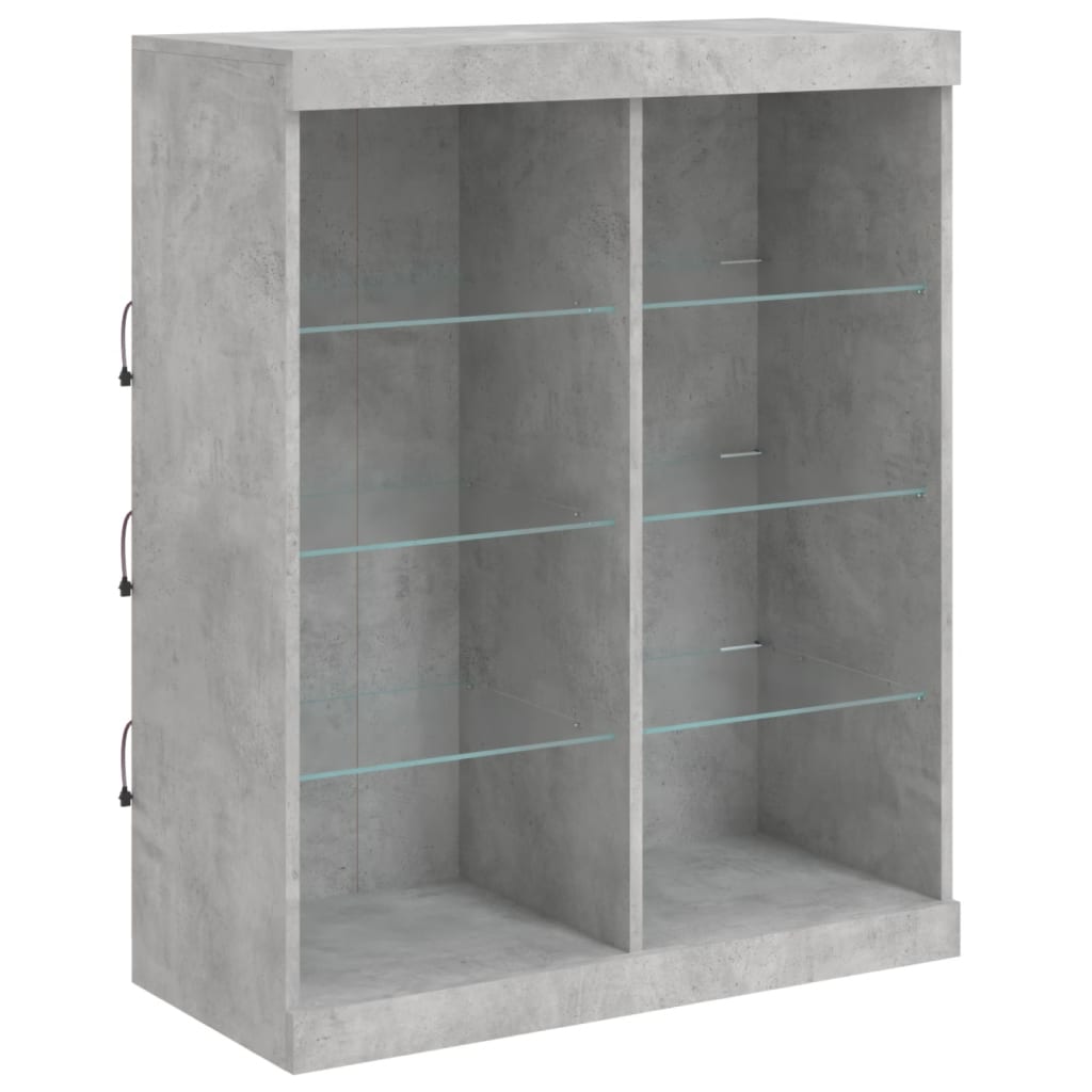 Buffets avec lumières LED 3 pcs gris béton bois d'ingénierie - XIOS