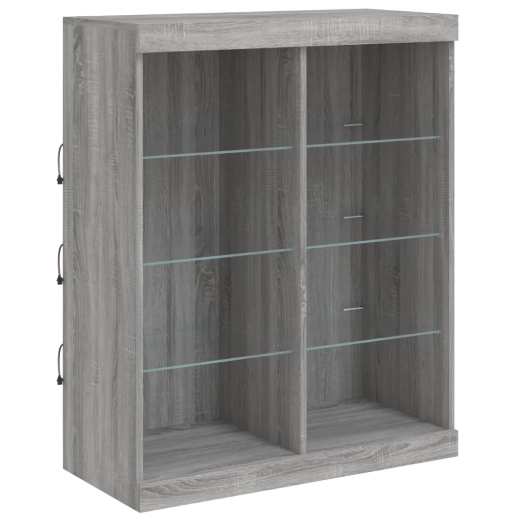 Buffets avec lumières LED 3 pcs sonoma gris bois d'ingénierie - XIOS