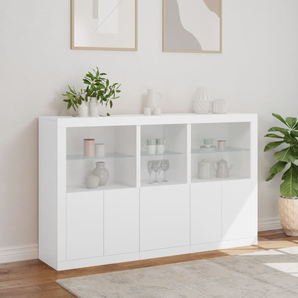Buffet avec lumières LED blanc 162x37x100 cm - XIOS