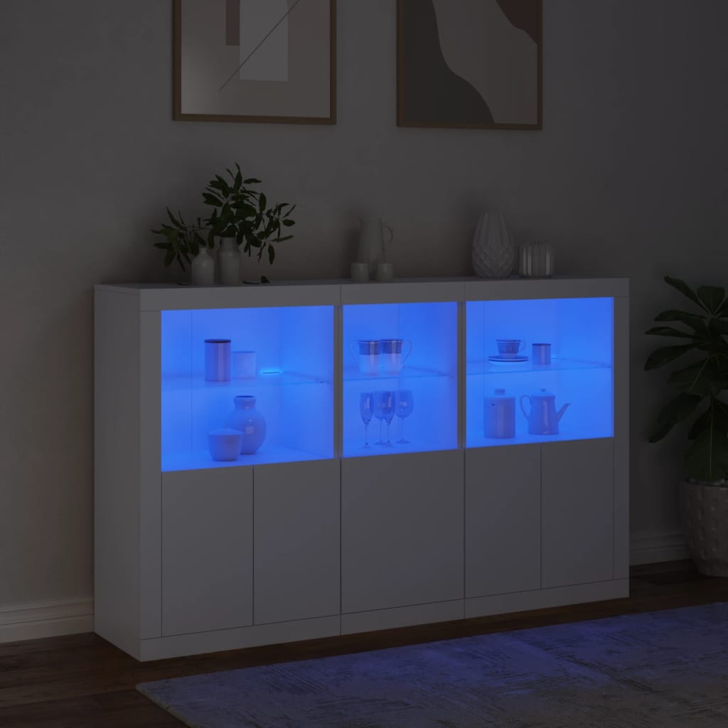 Buffet avec lumières LED blanc 162x37x100 cm - XIOS