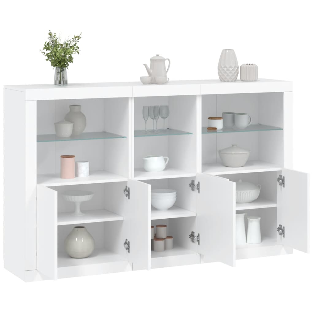 Buffet avec lumières LED blanc 162x37x100 cm - XIOS