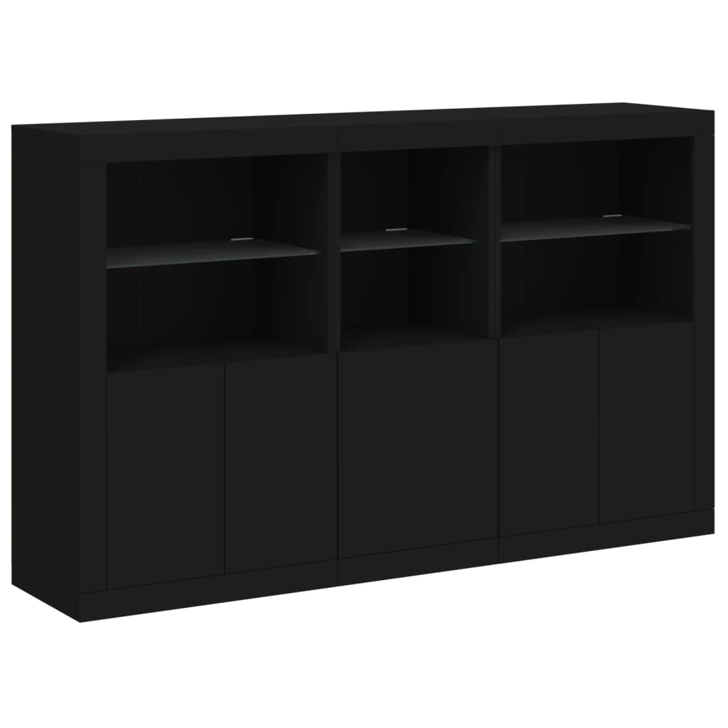 Buffet avec lumières LED noir 162x37x100 cm - XIOS