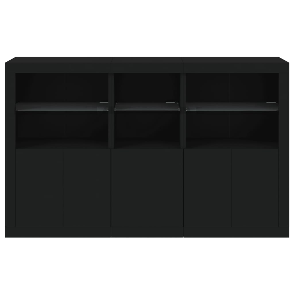 Buffet avec lumières LED noir 162x37x100 cm - XIOS