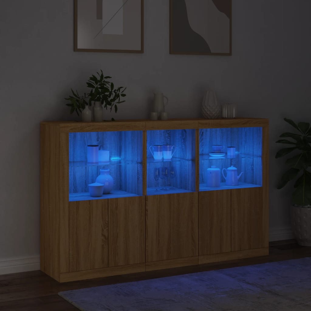 Buffet avec lumières LED chêne sonoma 162x37x100 cm - XIOS