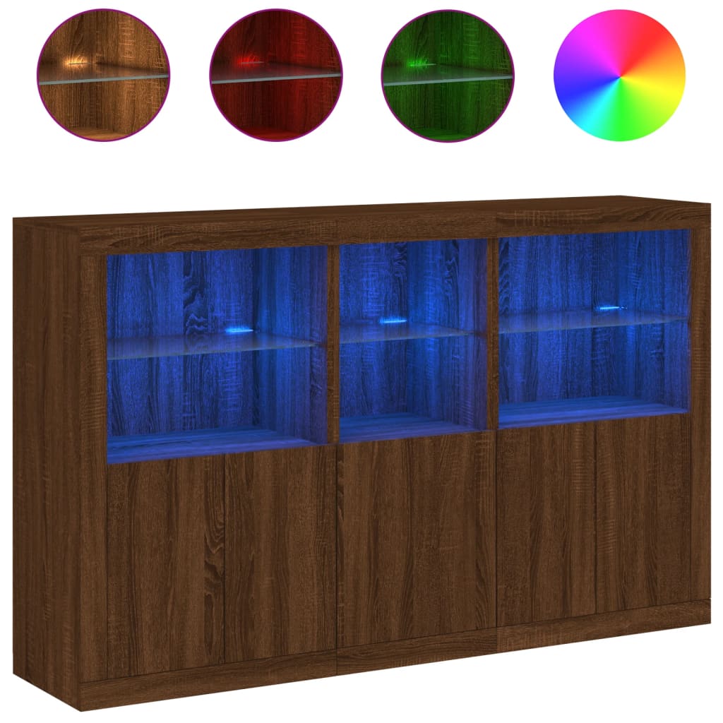 Buffet avec lumières LED chêne marron 162x37x100 cm - XIOS