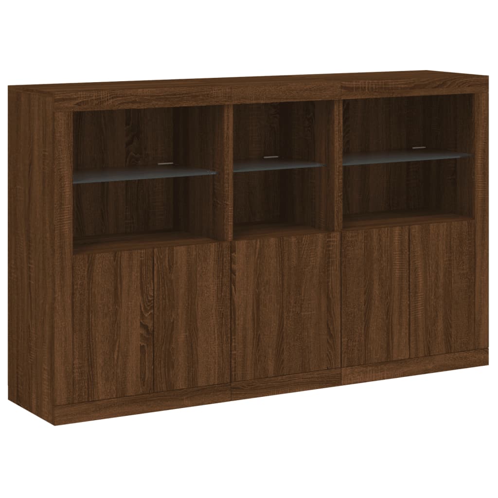 Buffet avec lumières LED chêne marron 162x37x100 cm - XIOS
