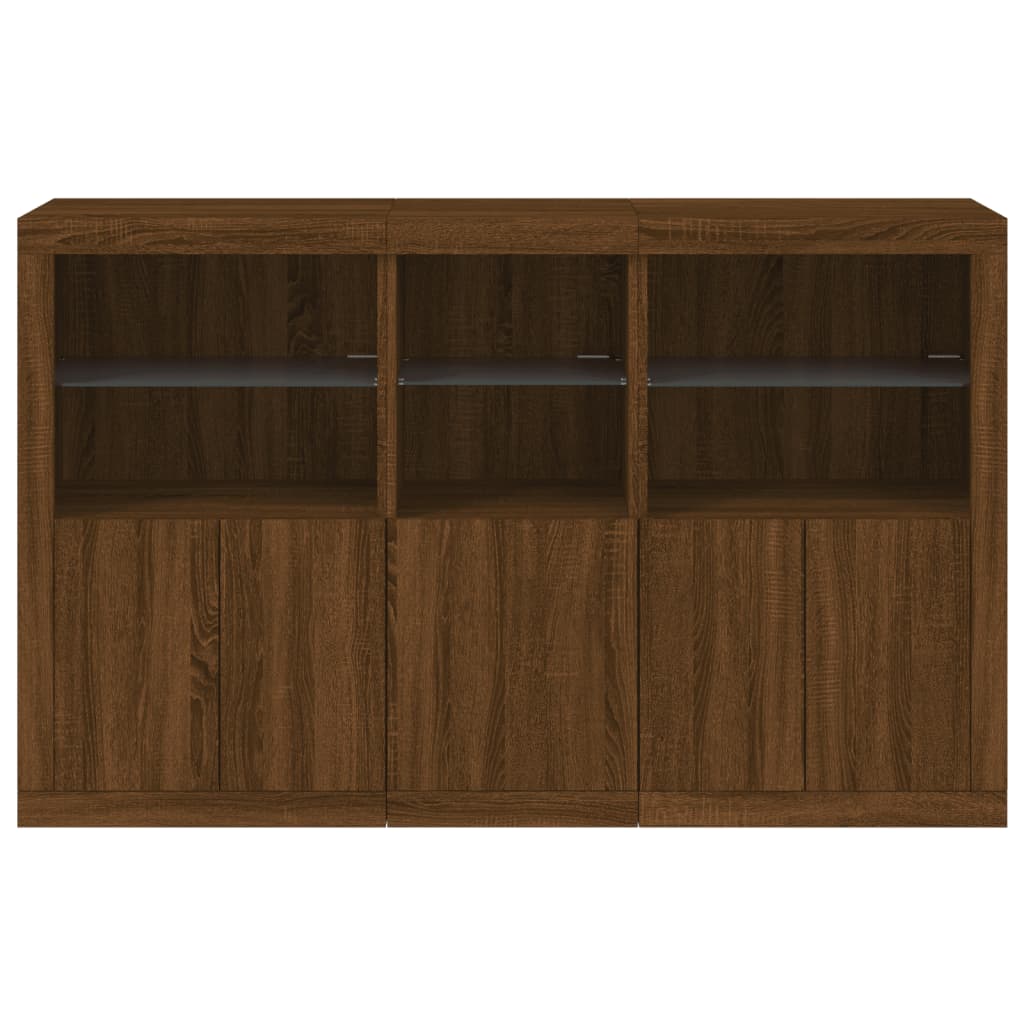 Buffet avec lumières LED chêne marron 162x37x100 cm - XIOS