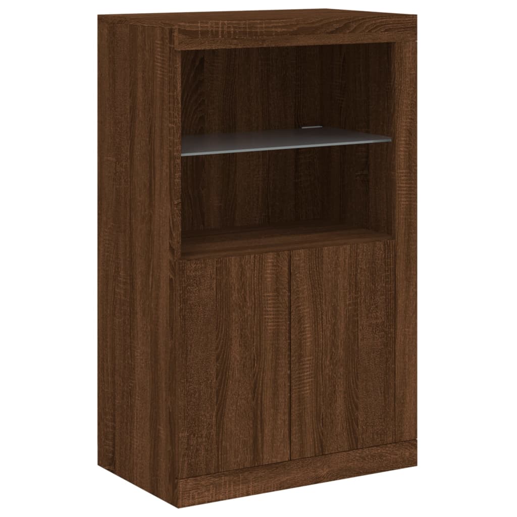 Buffet avec lumières LED chêne marron 162x37x100 cm - XIOS
