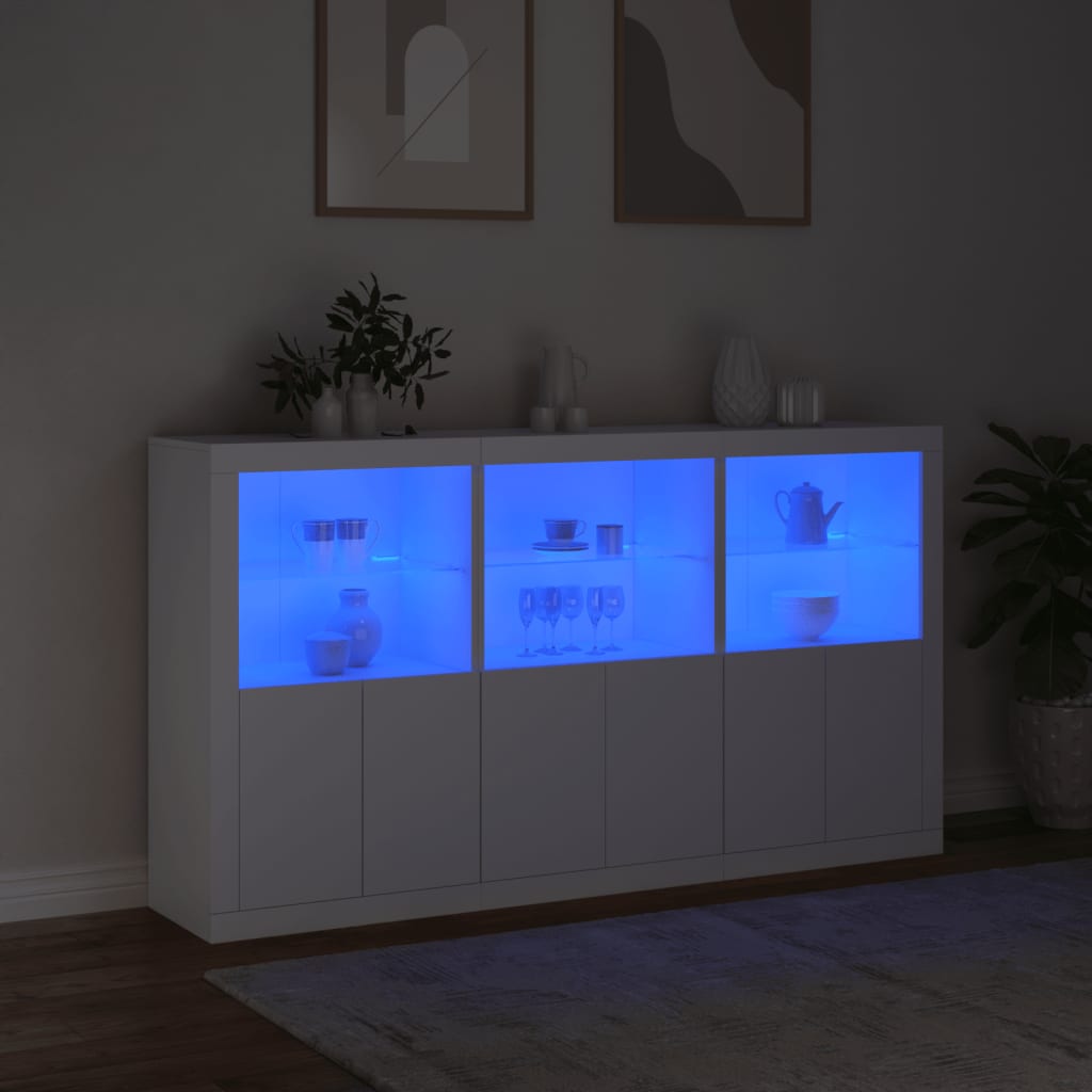 Buffet avec lumières LED blanc 181,5x37x100 cm - XIOS