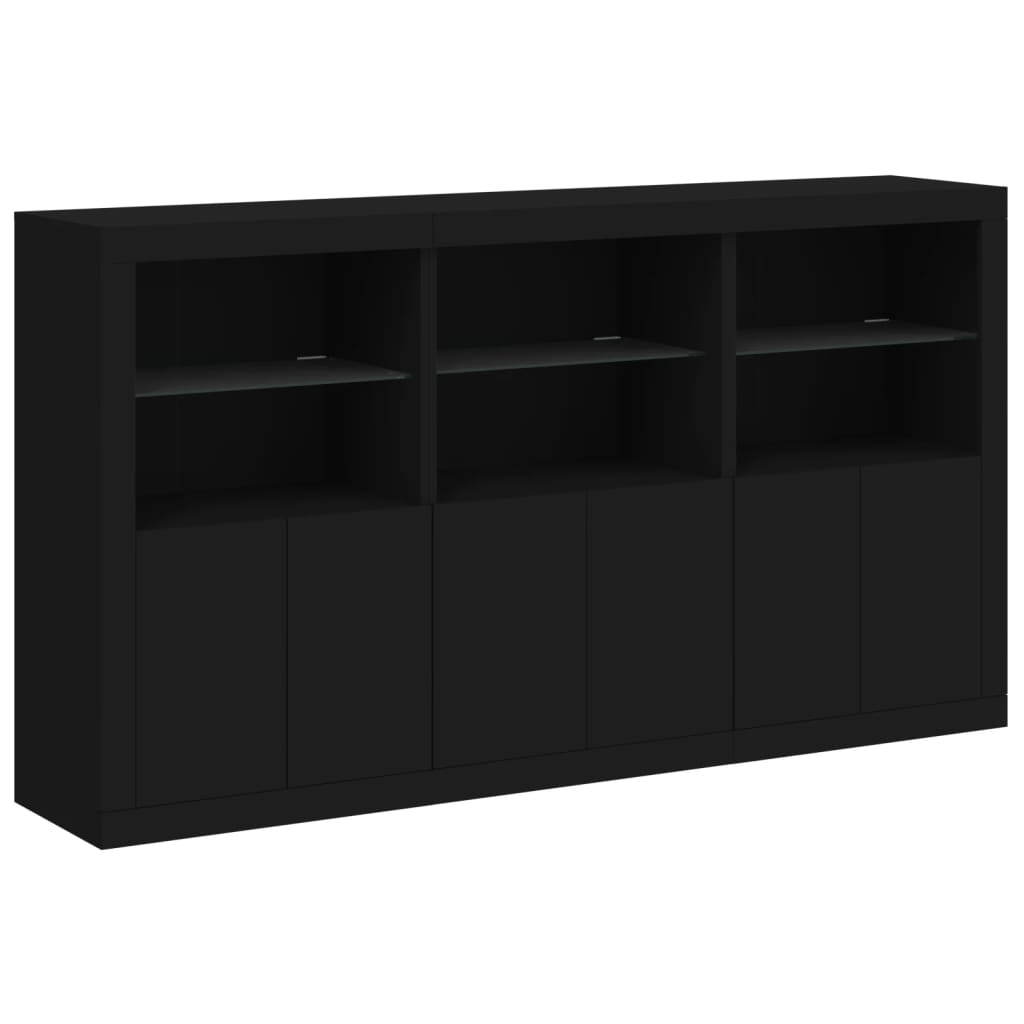 Buffet avec lumières LED noir 181,5x37x100 cm - XIOS
