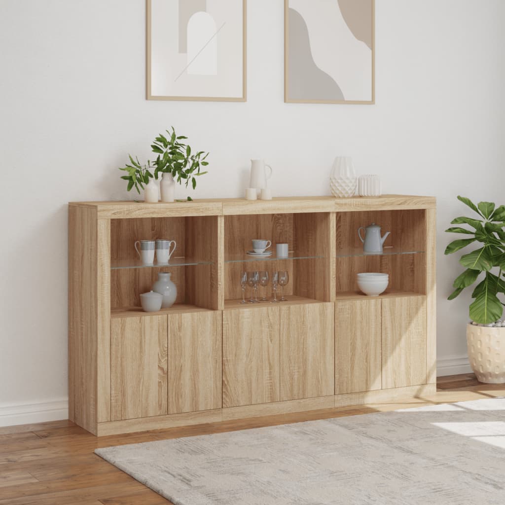 Buffet avec lumières LED chêne sonoma 181,5x37x100 cm - XIOS