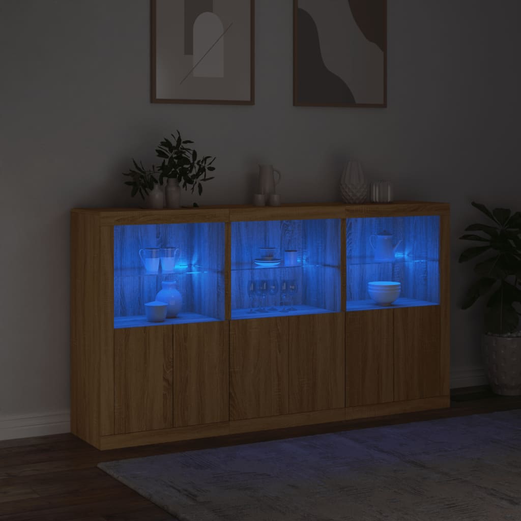 Buffet avec lumières LED chêne sonoma 181,5x37x100 cm - XIOS