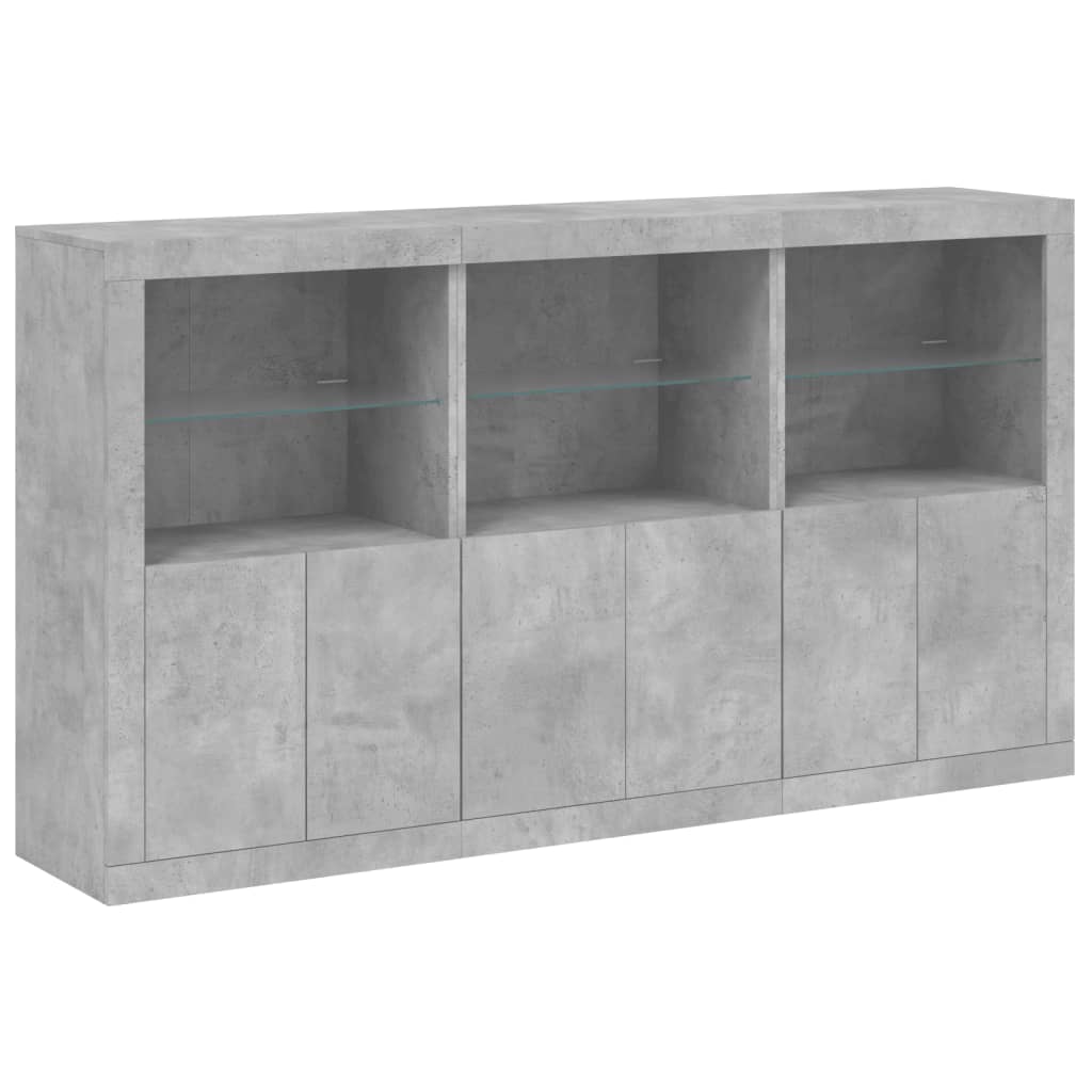 Buffet avec lumières LED gris béton 181,5x37x100 cm - XIOS