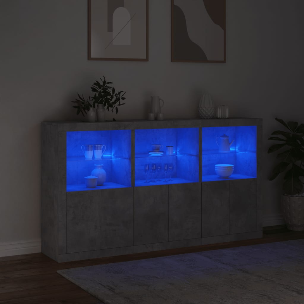 Buffet avec lumières LED gris béton 181,5x37x100 cm - XIOS