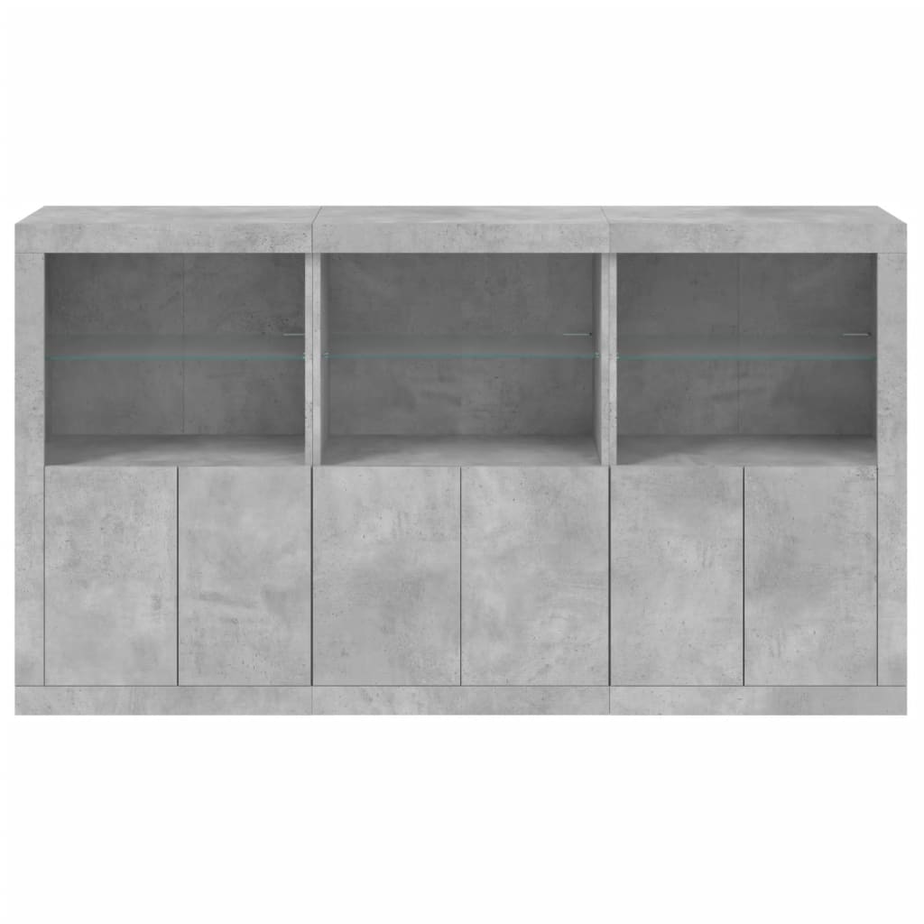 Buffet avec lumières LED gris béton 181,5x37x100 cm - XIOS